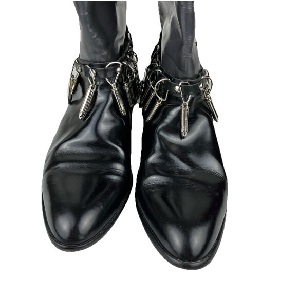 Sz 13 Mens 80s Stracam Biker Western Punk Goth Boots Bullet Chain Buckle main image 12